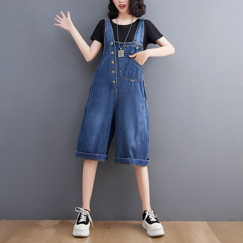 Women's New Real Shot Denim Overalls Five Points Pants Picture Color - Shop at LoveMi