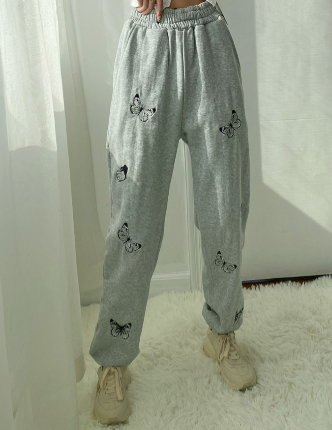 Title 5, New Butterfly Embroidery Sweatpants Women