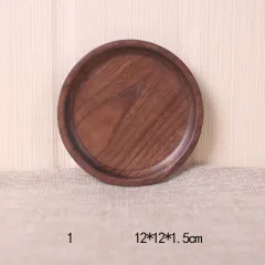 Japanese Style Wooden Black Walnut Rectangular Dinner Plate - No.1 Disc Diameter 12Cm - View 1