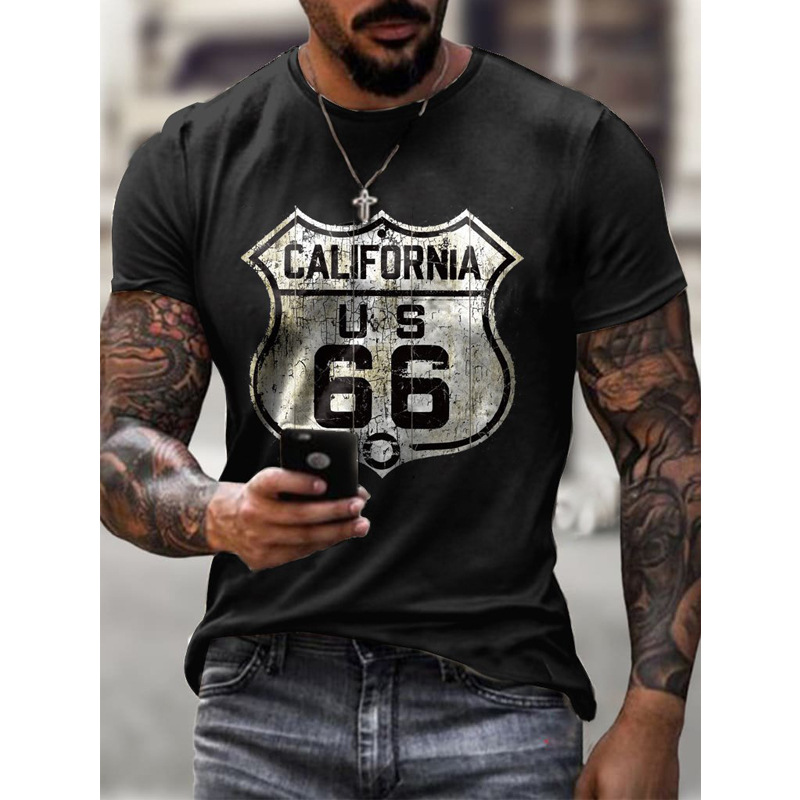 Title 8, T-shirt da uomo stampata Fashion No 66 Road