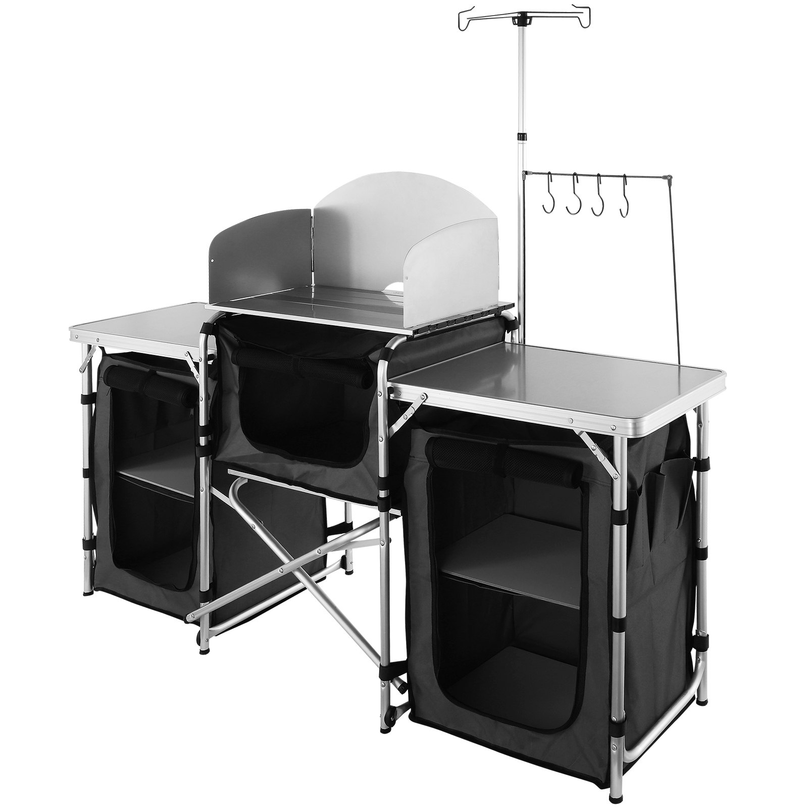 Camping Kitchen Table, Folding Outdoor Cooking Table With Storage Carrying Bag,