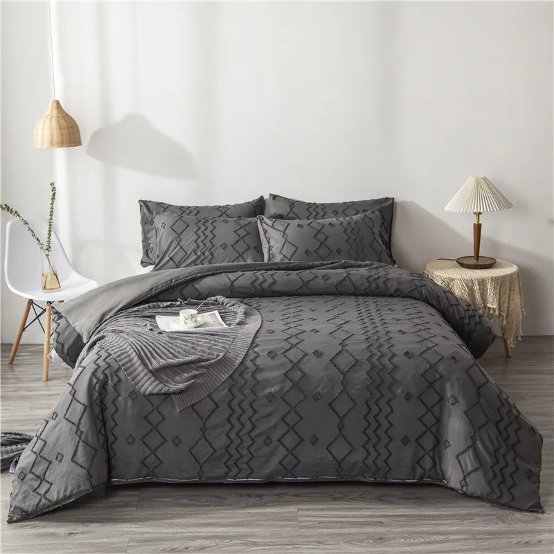 Quilt Cover Ins Bohemian Craft Three Or Four Sets - Dark Grey