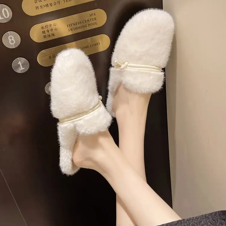 New Autumn Winter Women Furry Flat Outdoor