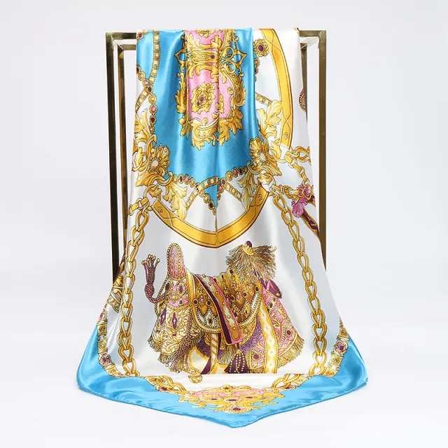 Malay Fashion Bib With Bag All match Small Silk Scarf Sky Blue - Shop at LoveMi