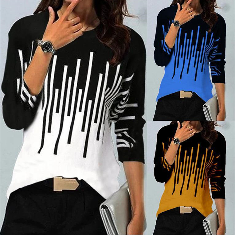 Women's Fashion Casual Print Long-sleeved T-shirt