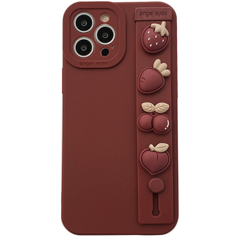 Wristband Burgundy Strawberry Silicone Phone Case - Image 4
