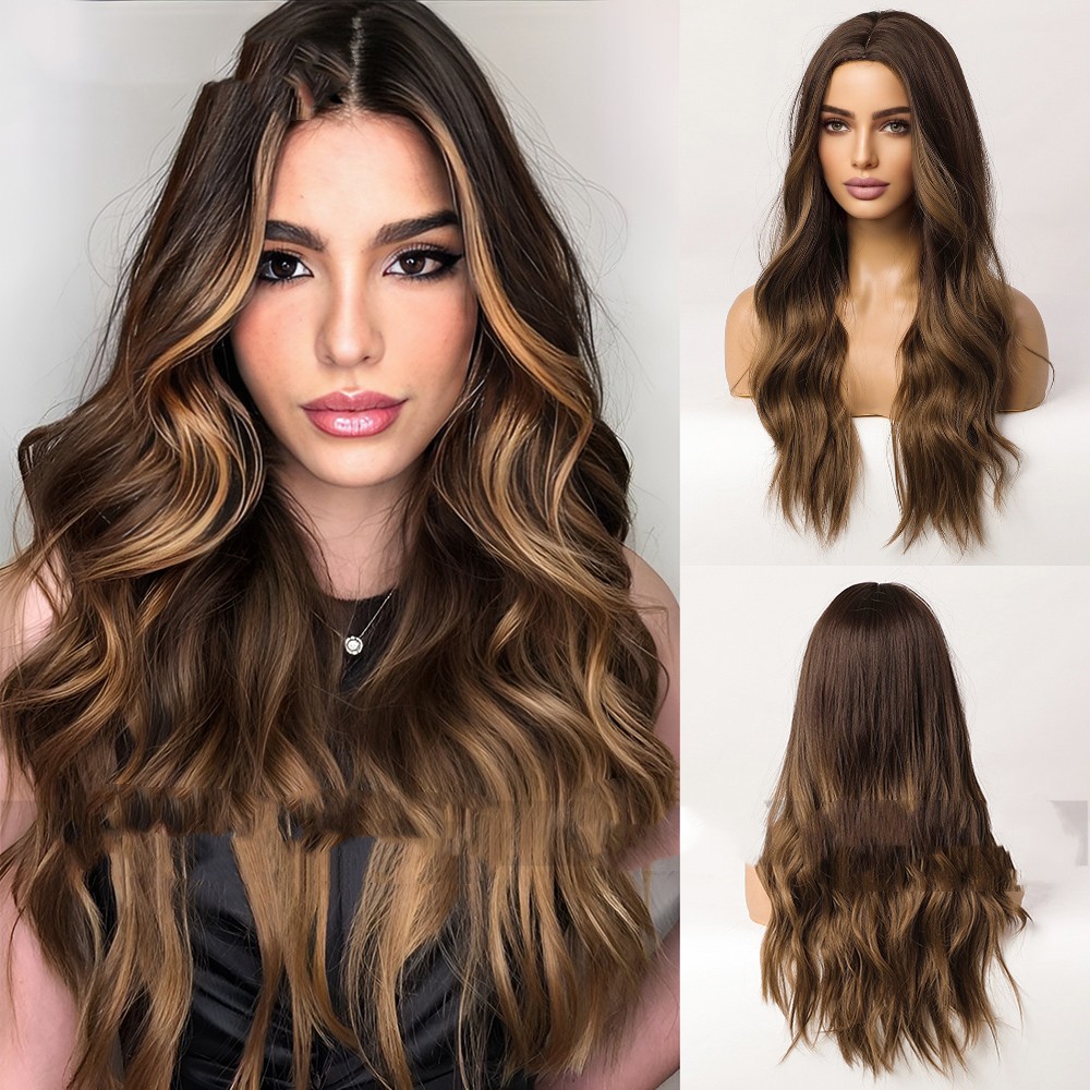 Medium Gradient Brown Highlight Wig Female — foto 5
