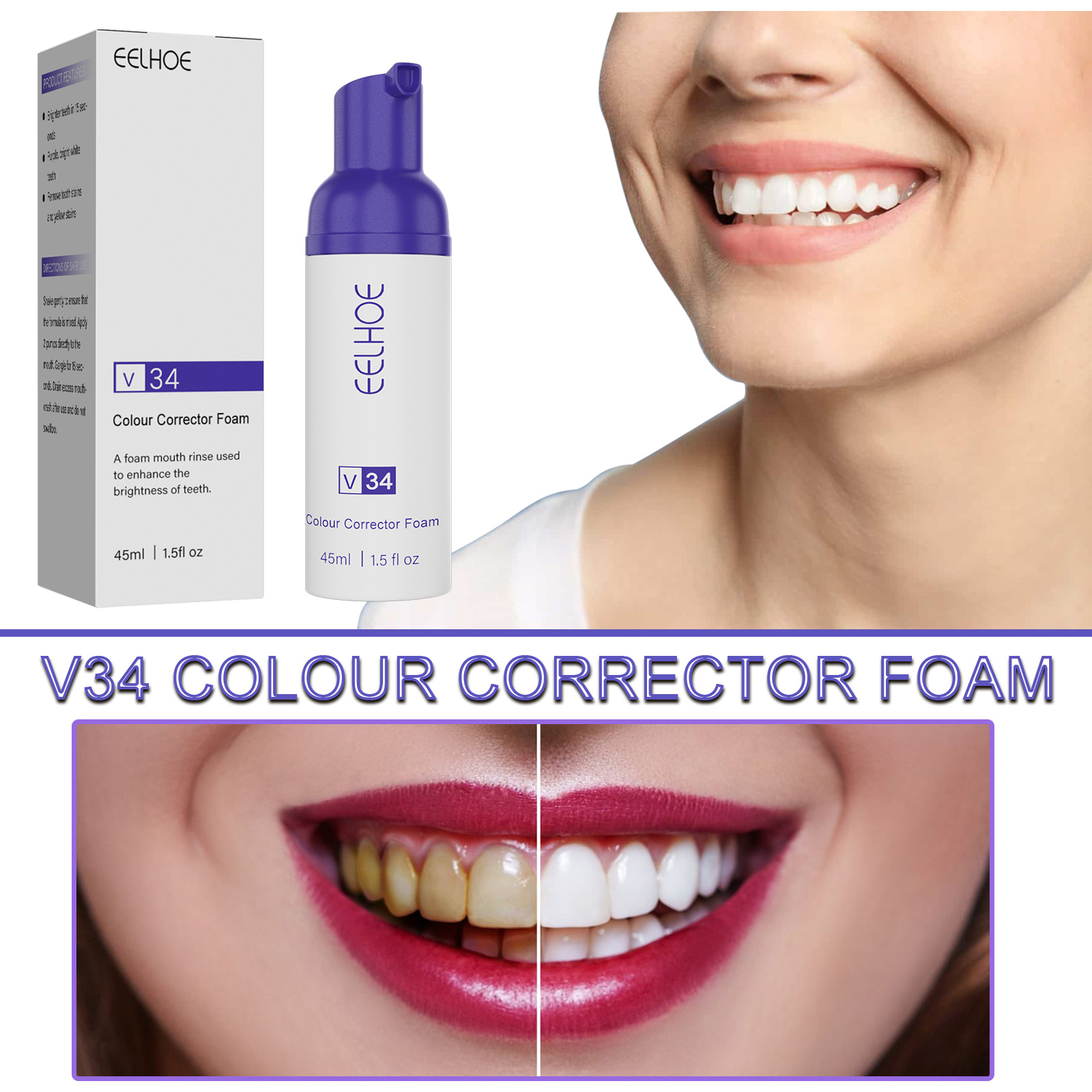 EELHOE V34 Foaming Whitening Toothpaste Toothpaste To Clean Tartar Stains, Freshen Breath And Whiten Teeth image 2