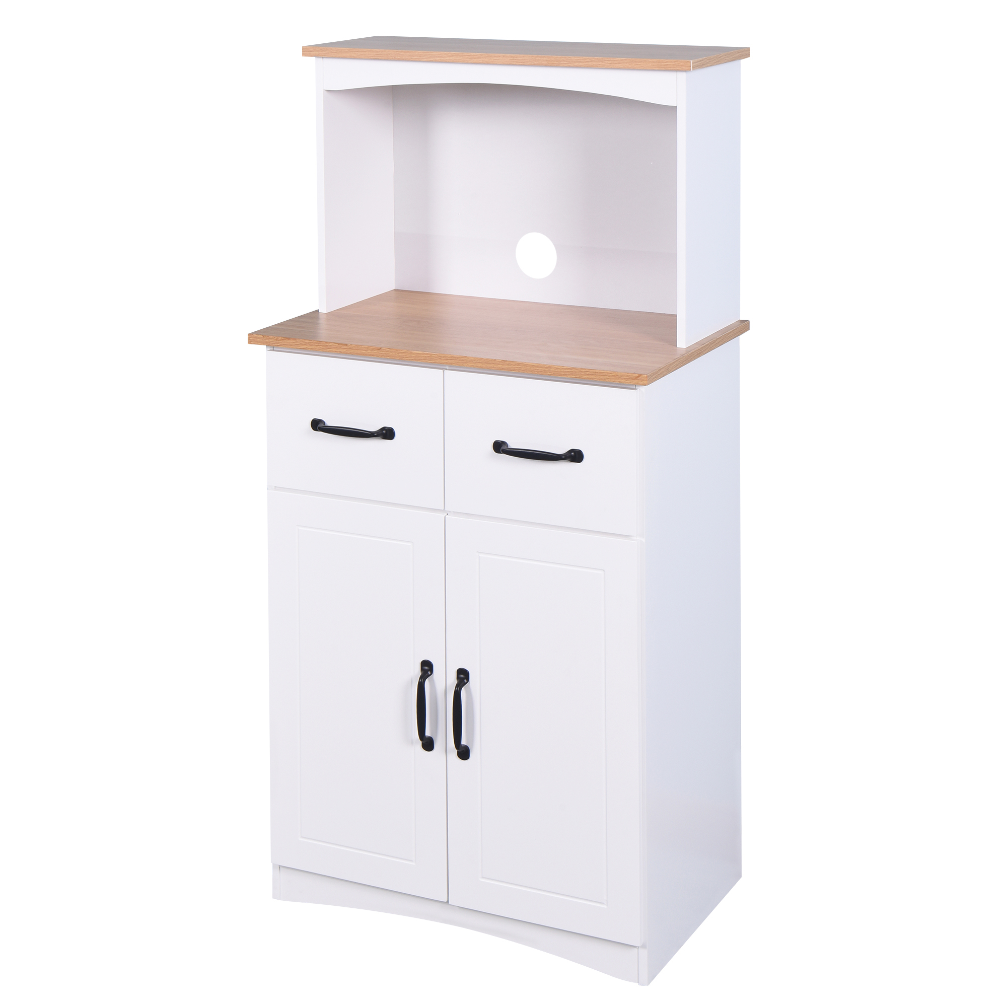 Wooden Kitchen Cabinet Pantry Storage Microwave Cabinet With Storage Drawer