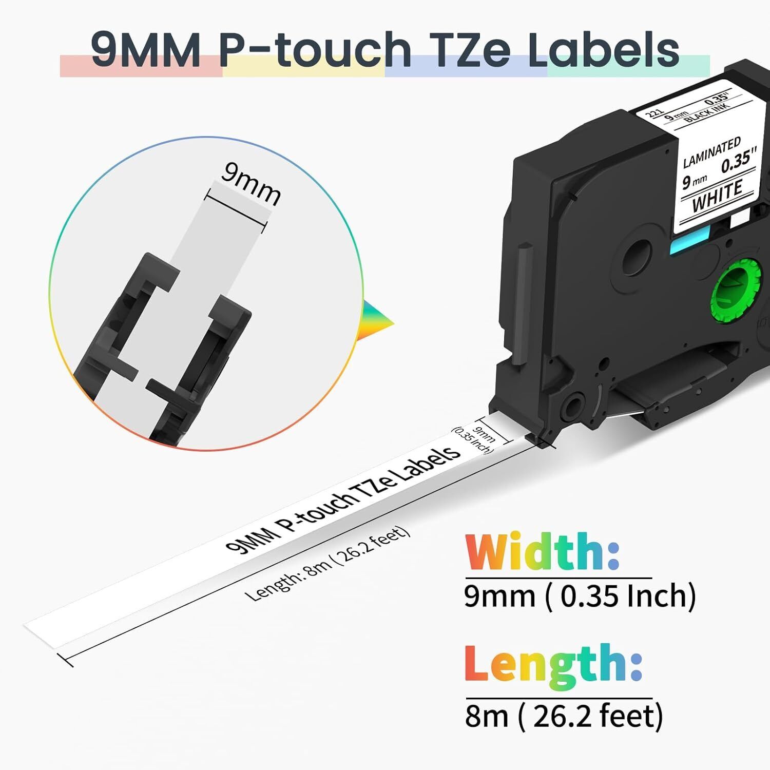 6PCS For Brother P-Touch TZe-231 TZe-131 TZe-221 Label Tape 12mm 9mm PT-D410 6