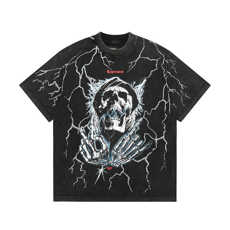 Title 5, T-shirt Lightning Skeleton Wash Water Couple Ti...