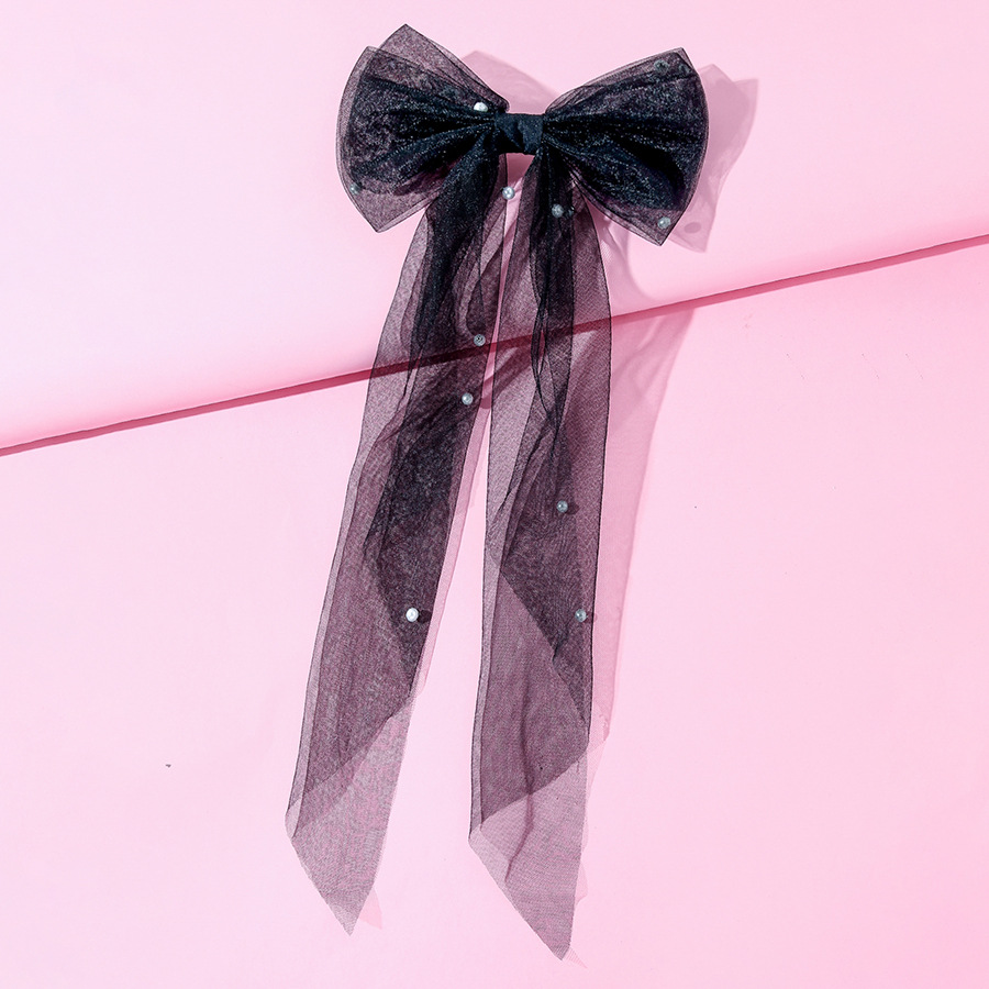 Women's Mesh Streamer Pearl Butterfly Hair Clip Black - Shop at LoveMi