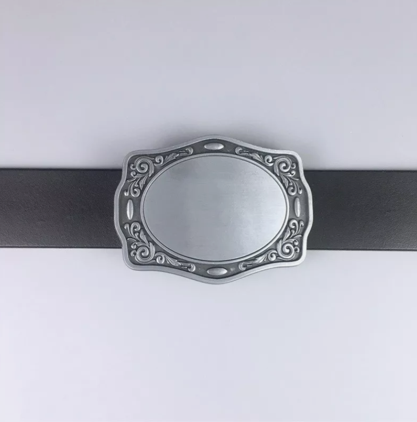 Antique Brushed Silver Western Flowers Trims Blank Belt Buckle