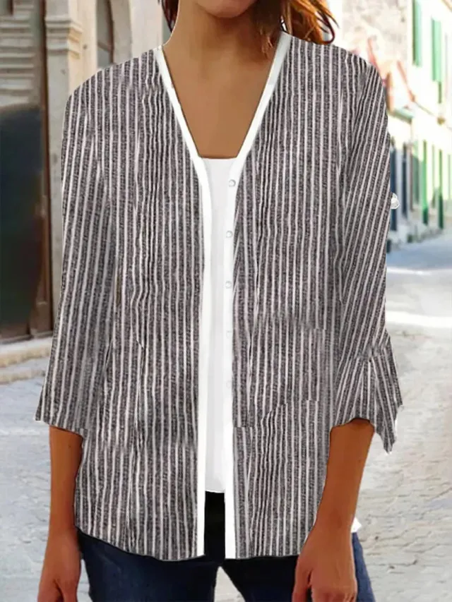 Printed Quarter Sleeved Cardigan Knit Color16 - Shop at LoveMi
