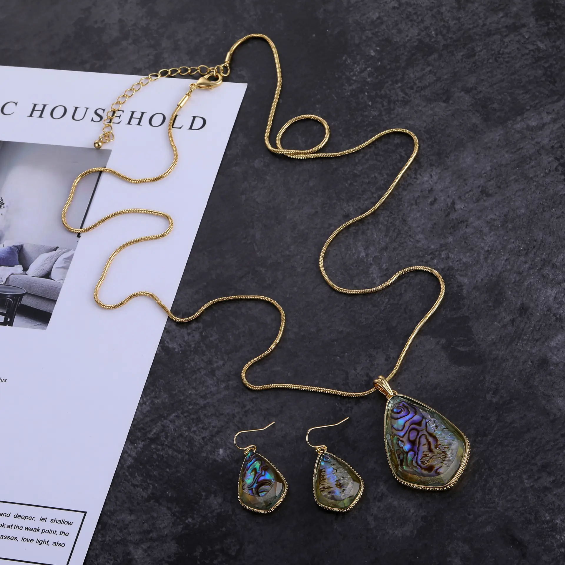 Resin Shell Alloy Set Fashion Earring Necklace