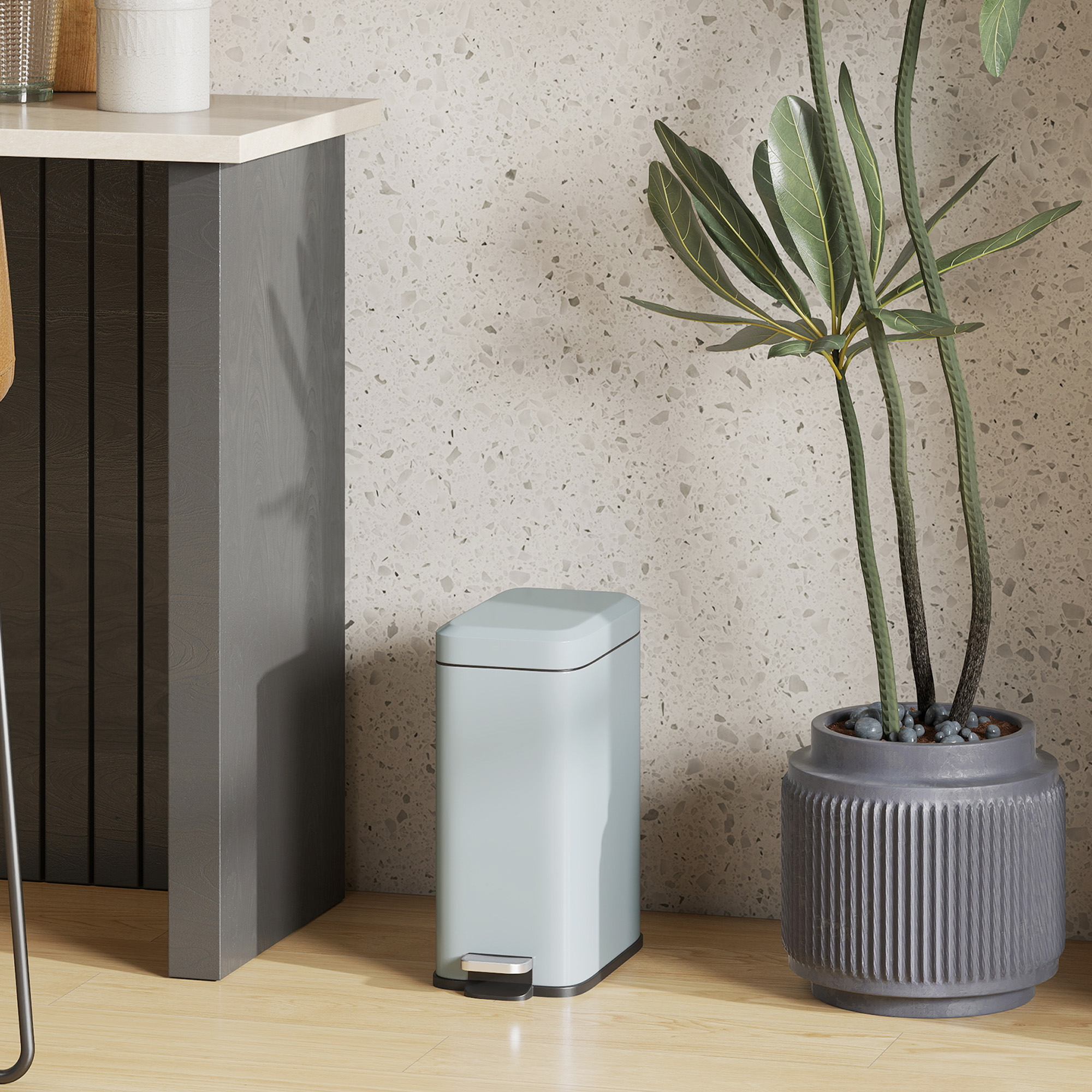5-liter Rectangular Compact Garbage Bin, Steel Body, Detachable Silent — image 9