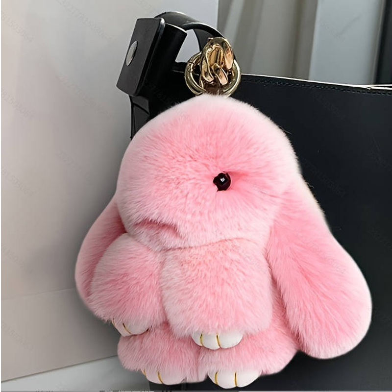 Soft Bunny PomPom,Cute Plush Rabbit Keychain, Ideal For Bags, Keys, Car Mirrors & Phones
