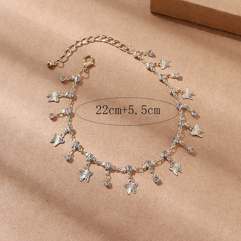 Butterfly Tassel Anklet Colorful Oil Necklace Flowers