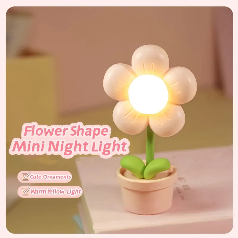 Mini Flower Small Night Lamp Cute Atmosphere Bedside Creative Home Decor Bedroom Ambient Lights – image 3