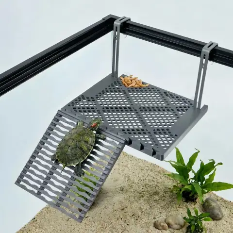Hanging Turtle Basking Platform with Built-in Food Tray