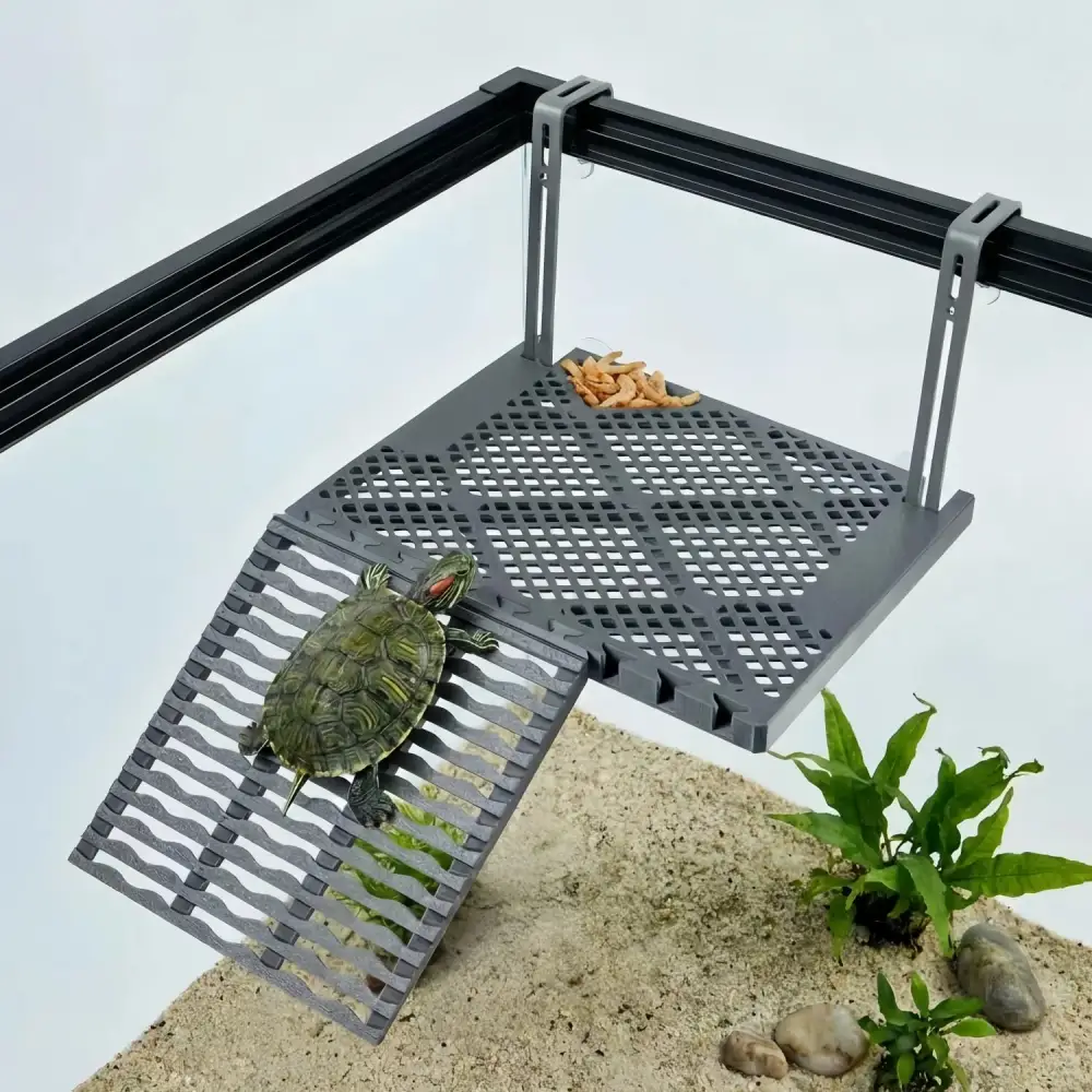Hanging Turtle Basking Platform with Built-in Food Tray