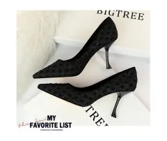 All-match Net Celebrity Design Sense Pointed Fairy High Heels - Black - View 1