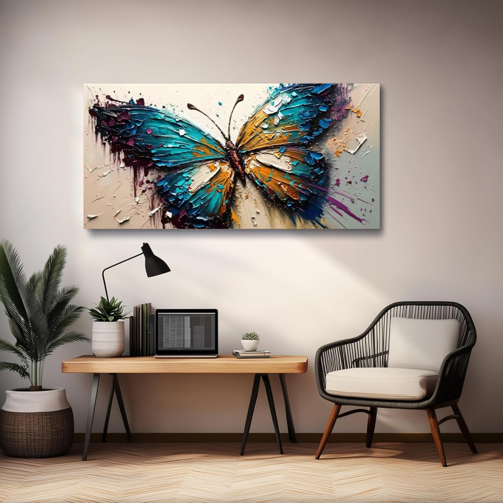Handmade Oil Painting Canvas Wall Art Decoration Animal Abstract Texture Butterfly For Home Living Room Decor Rolled Frameless Unstretched Painting - Image 4