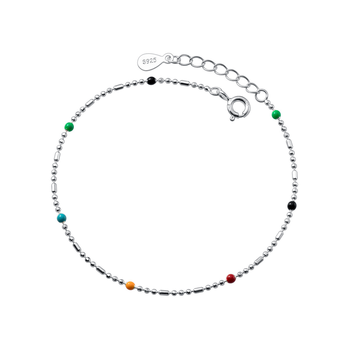 Title 4, Ethnic Simple Silver Color Bead Bracelet