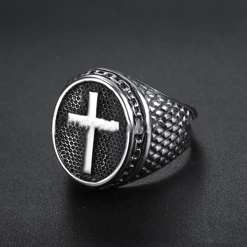 Titanium Steel Personality Vintage Cross Men's Ring