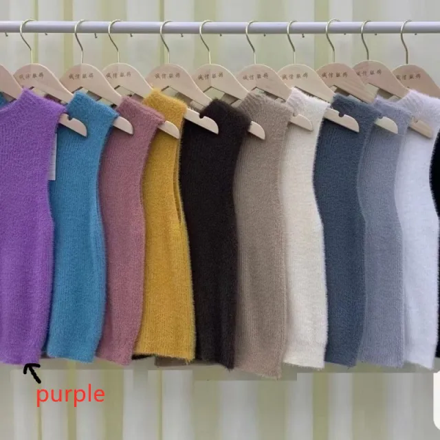 Autumn And Winter Outerwear Short Exposed Navel Sexy Suspender Top Purple - Shop at LoveMi