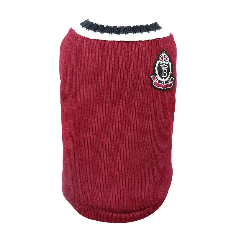 Pet Autumn And Winter Knitted V-neck College Vest