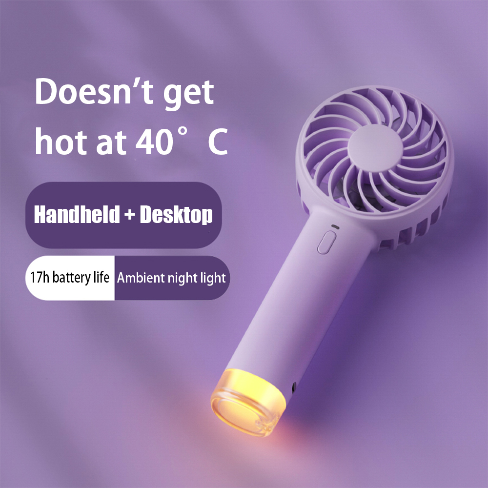 Little Bee Portable Color Cute Charging Wearing Small Lamp Handheld Electric Fan Round Handle — foto 4
