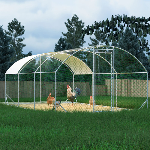 Large Chicken Coop Metal Chicken Run With Waterproof And Anti-UV Cover, Dome Shaped Walk-in Fence Cage Hen House For Outdoor And Yard Farm Use, 1 Tube Diameter, 9.84 X 19.68 X 6.56 — foto 9
