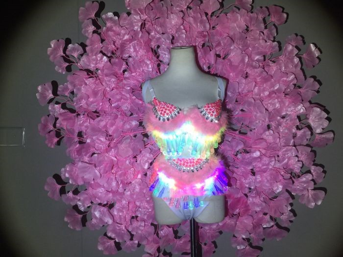 LED Luminescent Flower Leaf Wing Performance Suit