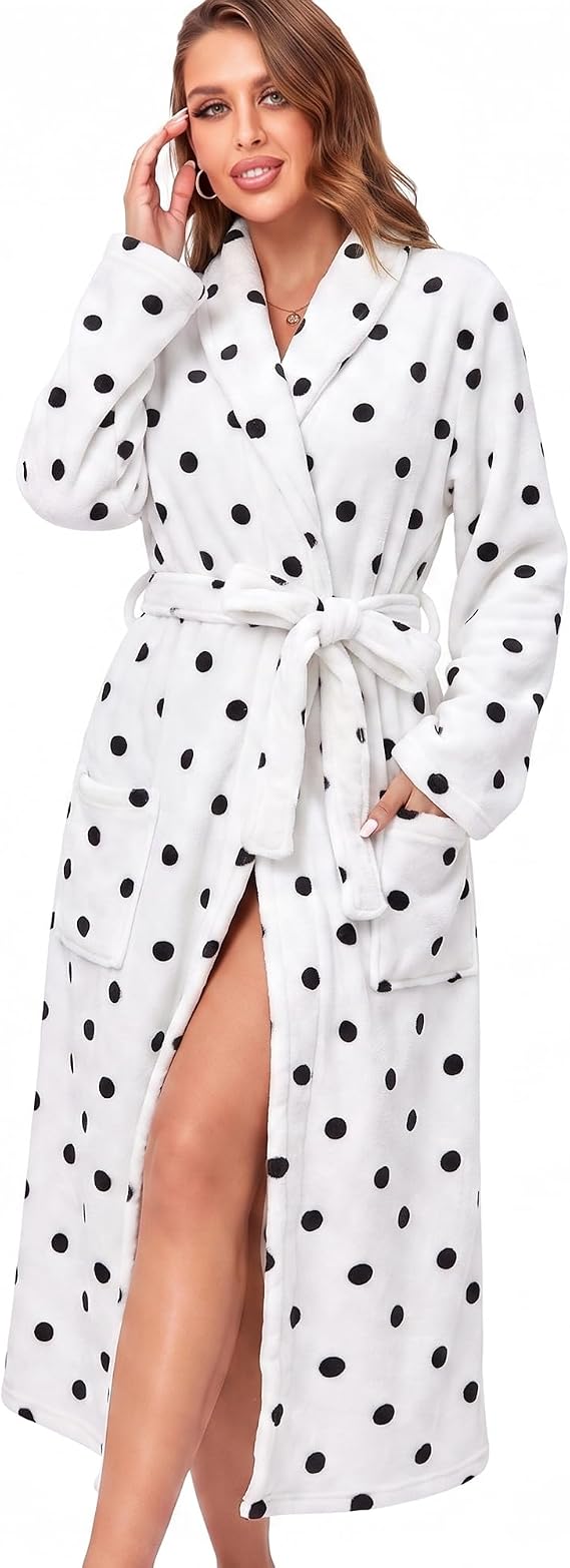 RONGTAI Womens Bathrobe Ladies Fleece Plush Warm Long Robes Nightgown Sleepwear — image 10