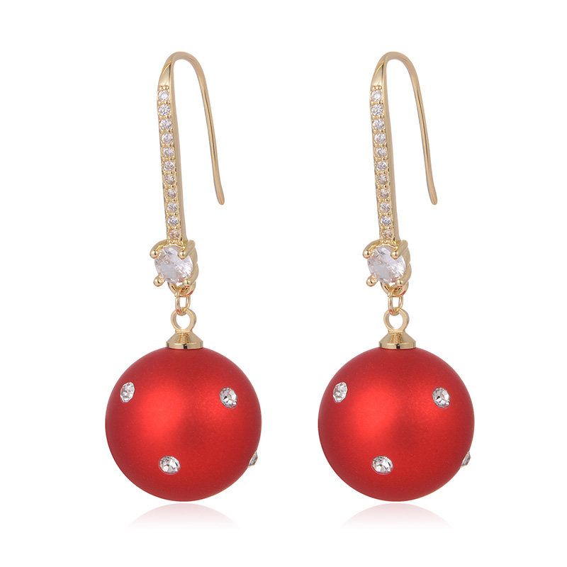 Short Pearl Frosted Bead Copper Earrings