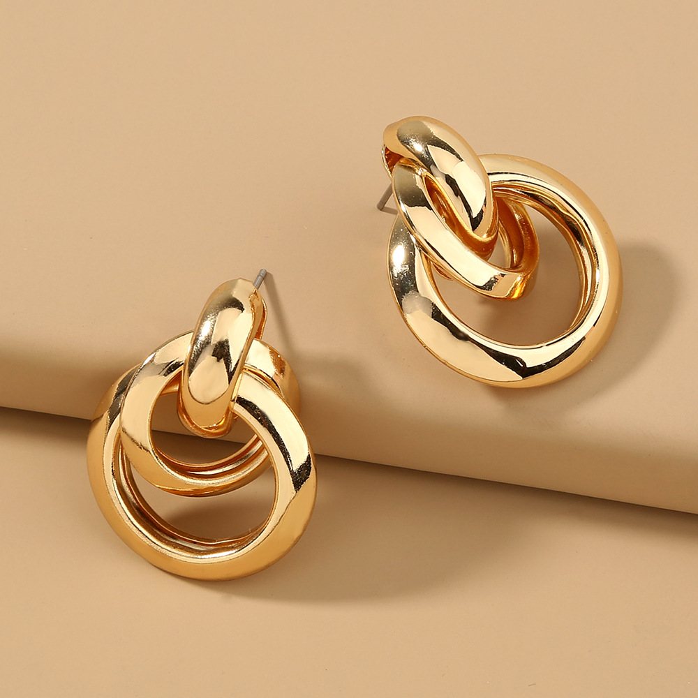 Metallic Matte Multi-ring Temperament Cold Wind Earrings