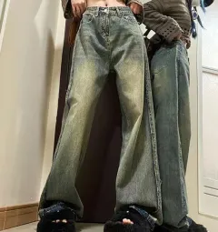 Women's Vintage Loose Straight Leg Jeans - Blue - View 1