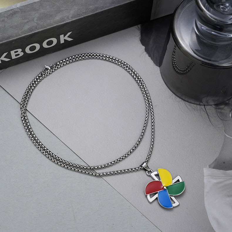 Fashion Color Rotating Windmill Necklace