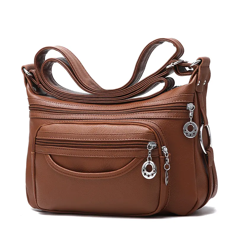 Women Work Bag Multi-pocket Messenger Bag with Zippers Daily