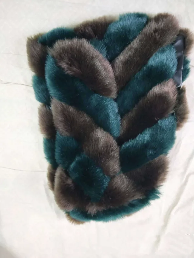 New Faux Fur Color Matching Slim Coat Blue - Shop at LoveMi