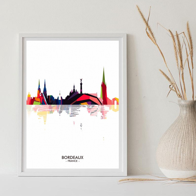 Abstract Canvas Poster Featuring The French Skyline Colorful And Minimalist Wall Decorations