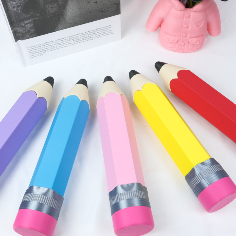1PC 3D Printed Giant Pencil Storage Case, Pencil Shaped Stationery Organizer With Removable Cap For Pens Pencils And Desk Supplies