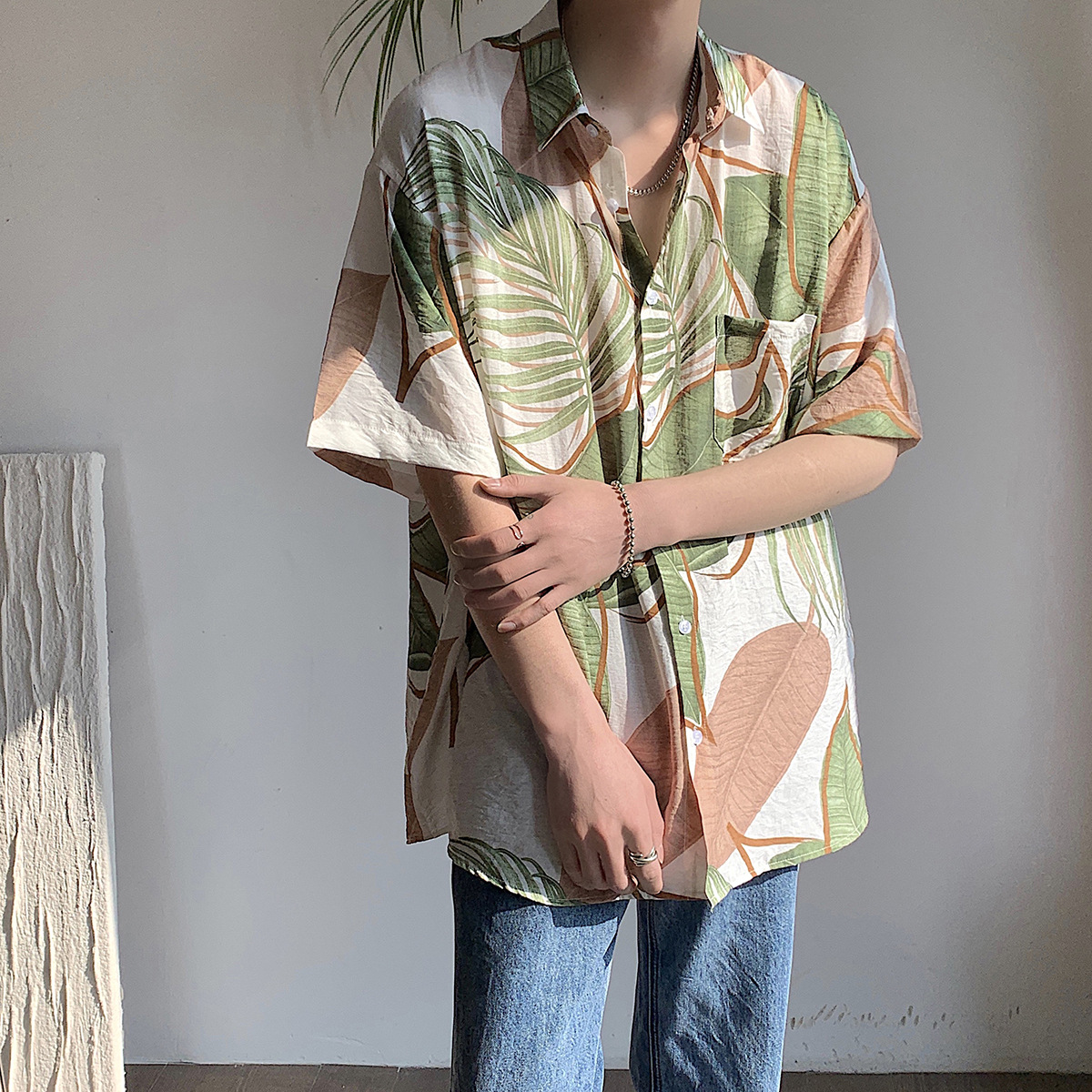 Title 3, Heren Lazy Korean Style Beach Shirt, losvallend...