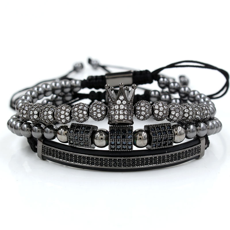 Hexagonal Column Double Row Drill Crescent Bracelet