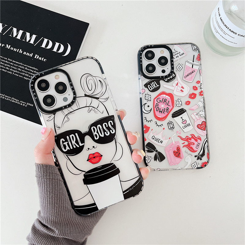 Funda celular chica arte café etiqueta