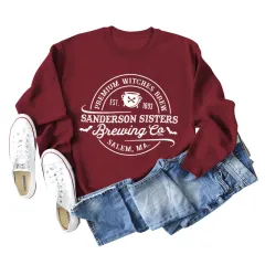 Alphabet Printed Autumn And Winter Bottomed Long Sleeve - Wine - View 1