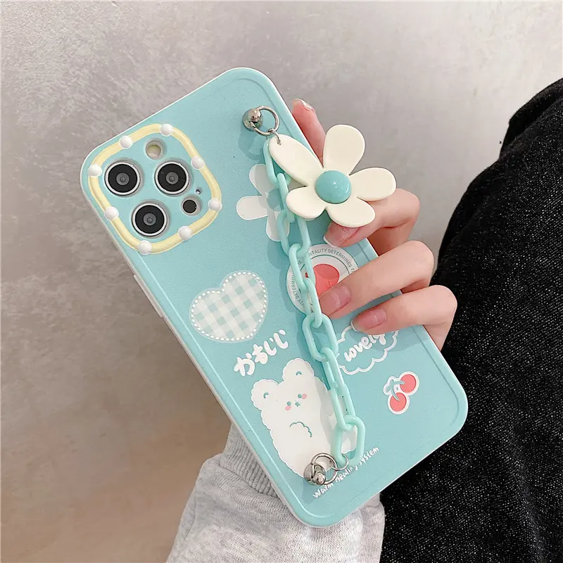 Mint Green Flower Chain For IPhone12Pro Max