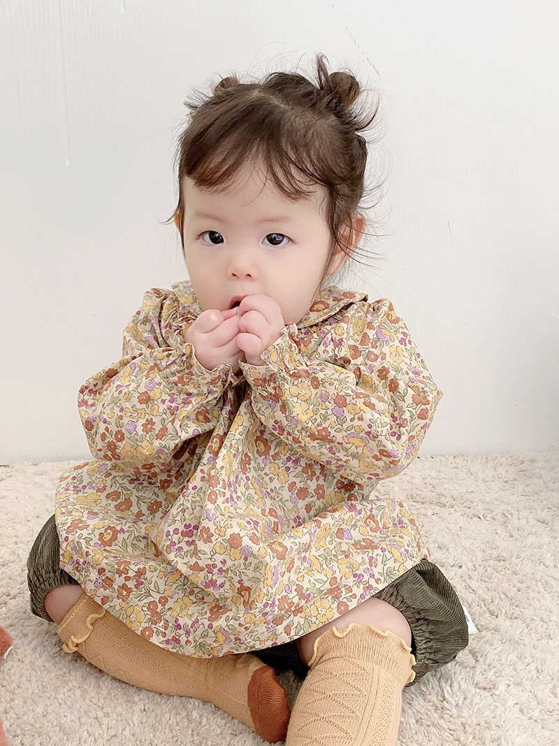 Spring And Autumn Children's Baby Retro All-match Peter Pan Crew Neck Shirt