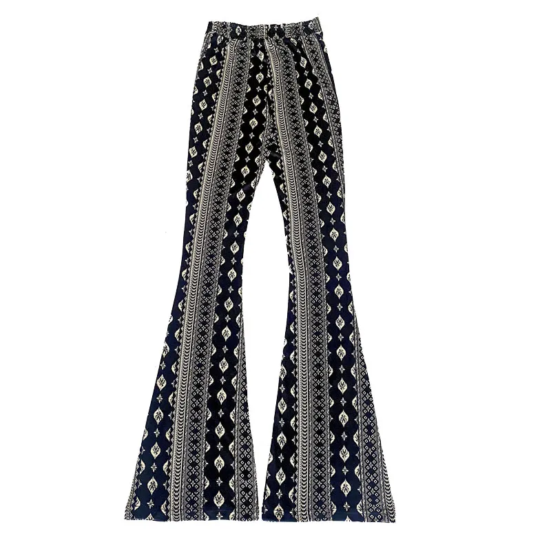 The Forbidden Pants Women's Boho Elastic High Waist Flared Leg Pants, Women's Daily Outfits For Spring & Fall, From S To L Accentuate Your Curves W...